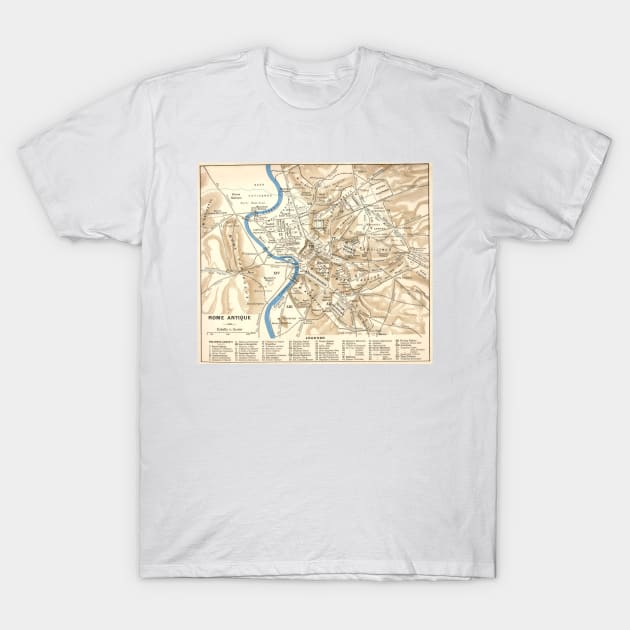 Vintage Map of Rome Italy (1870) T-Shirt by Bravuramedia